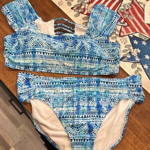 Swimsuits For All Blue and White Bikini